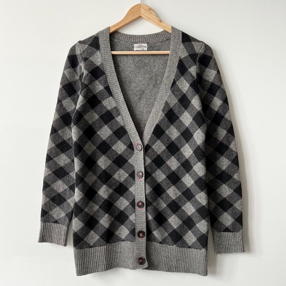 * SOLD * Madewell Wallace 100% Merino Wool Plaid Cardigan - Picture 3 of 13